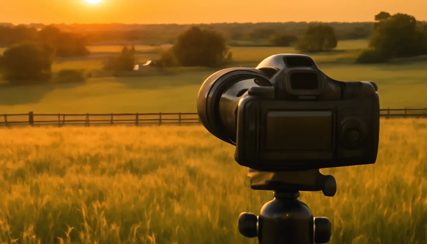 Seller taking photos of a vacant lot for an online listing